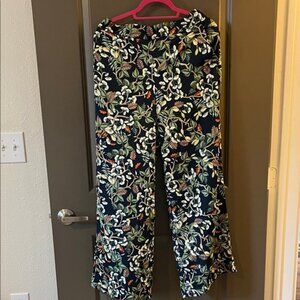 LOFT Multicolor Botanical Wide-Leg Pants